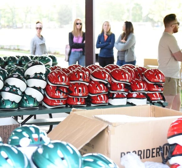 Grand Rapids Bike Helmet Giveaway Fits 606 Kids with Helmets